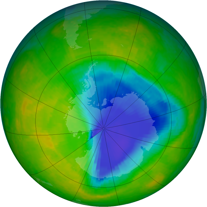 Antarctic ozone map for 11 November 2003